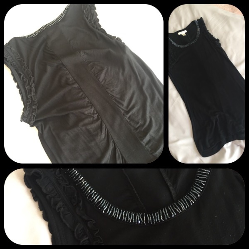 Black top beaded neckline rouch detail back
